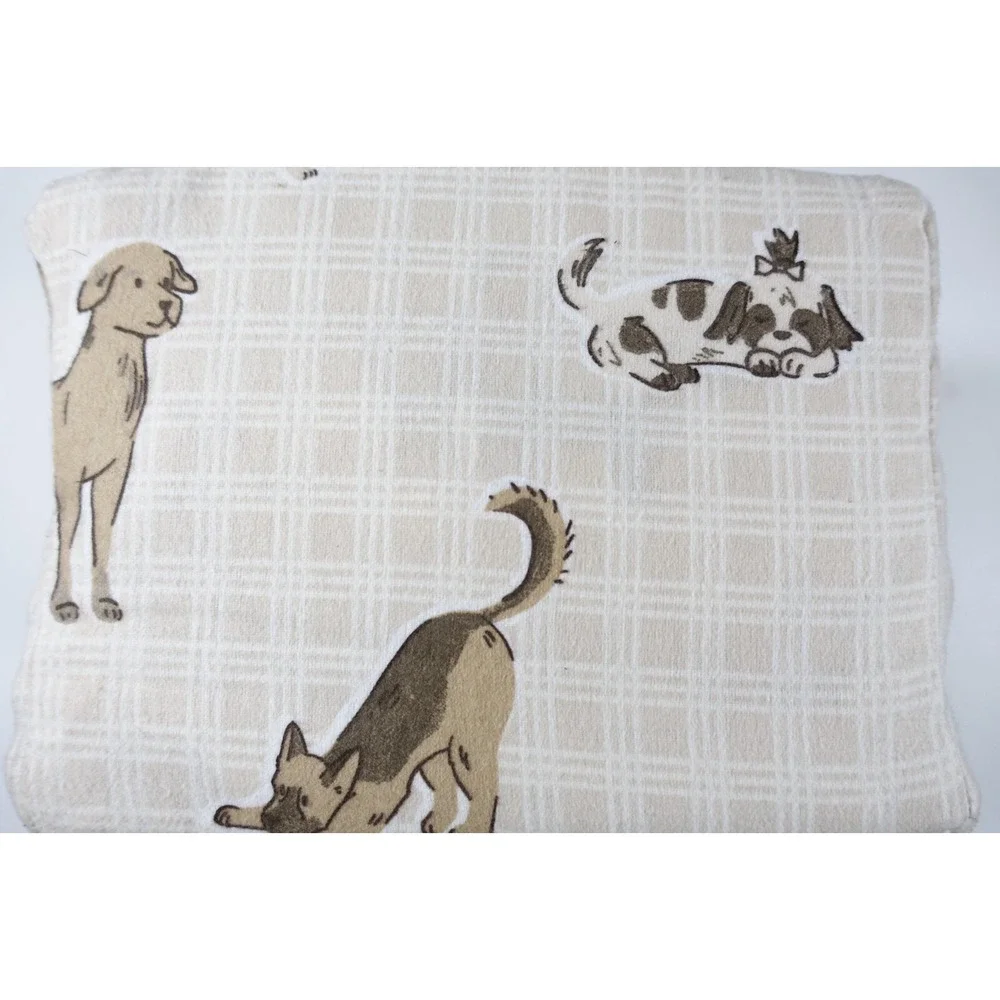 Cuddl Duds Full Sheet Set Plaid Dogs Heavyweight Flannel 100% Brushed Cotton NEW